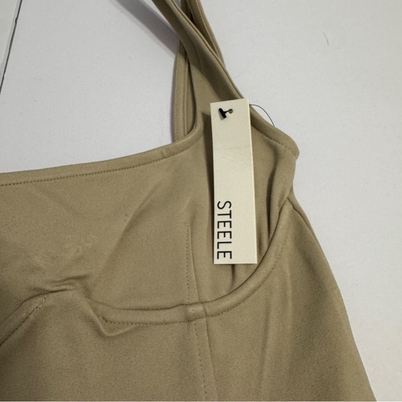 STEELE Bustier Mini Dress XS NWT Beige Bodycon Cocktail - Picture 8 of 8